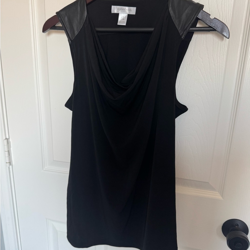 Motherhood Maternity  Black Maternity Top with Leather Accents